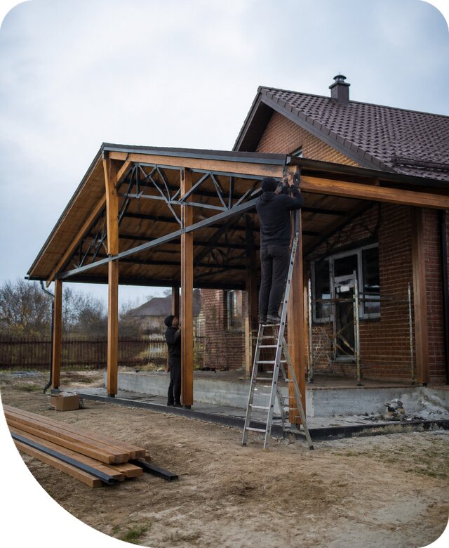 Пристройка навеса к дому и участку в Красном Сулине под ключ